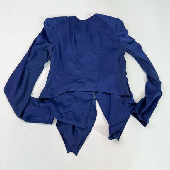 BCBGMaxazria Flora Jacket Womens XS Blue Cascade Collar Full Zip Blazer New - Picture 6 of 10